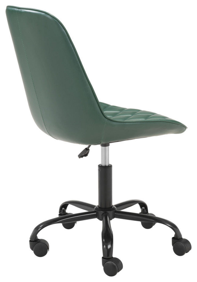 Computer Chair, Faux Vinyl Leather, Steel, Green, Black, Home Business Office