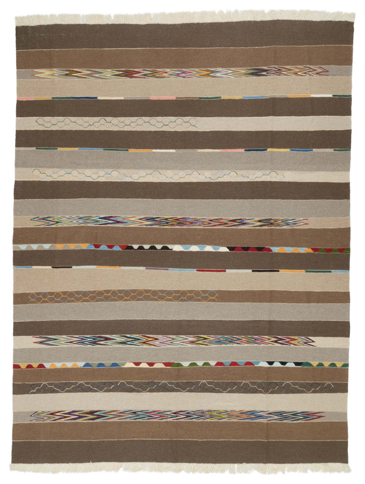 New Handwoven Turkish Kilim Rug 8' 11" x 11' 7", 107 in. x 139 in.