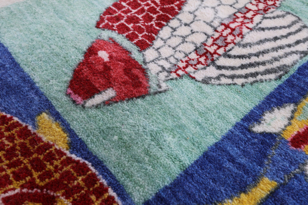 Hand Knotted Fish Design Gabbeh Rug 9' 1" X 12' 0" - Q13529