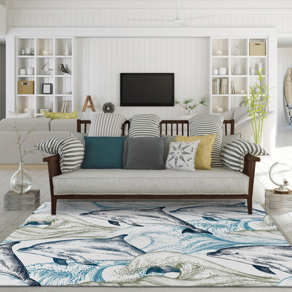 Indoor/Outdoor Harbor HA10 Ivory Machine Washable 8' x 10' Rug