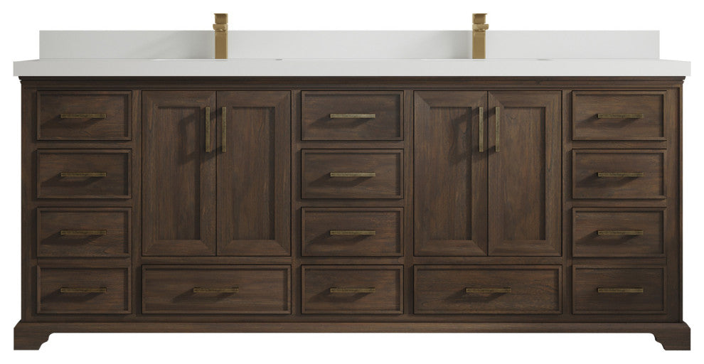 Charlotte 84 Double Sink Bath Vanity Graywashed 2" White Quartz