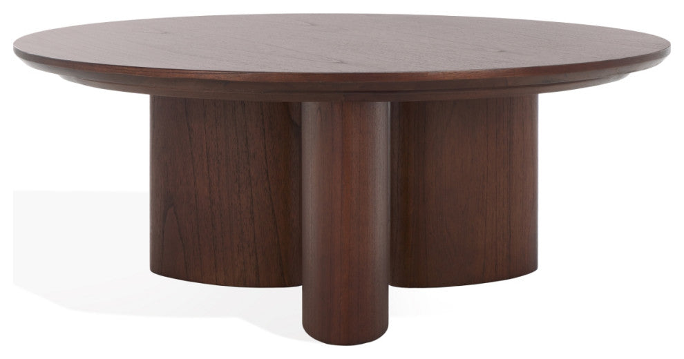 Safavieh Couture Barnard Round Wood Coffee Table, Walnut