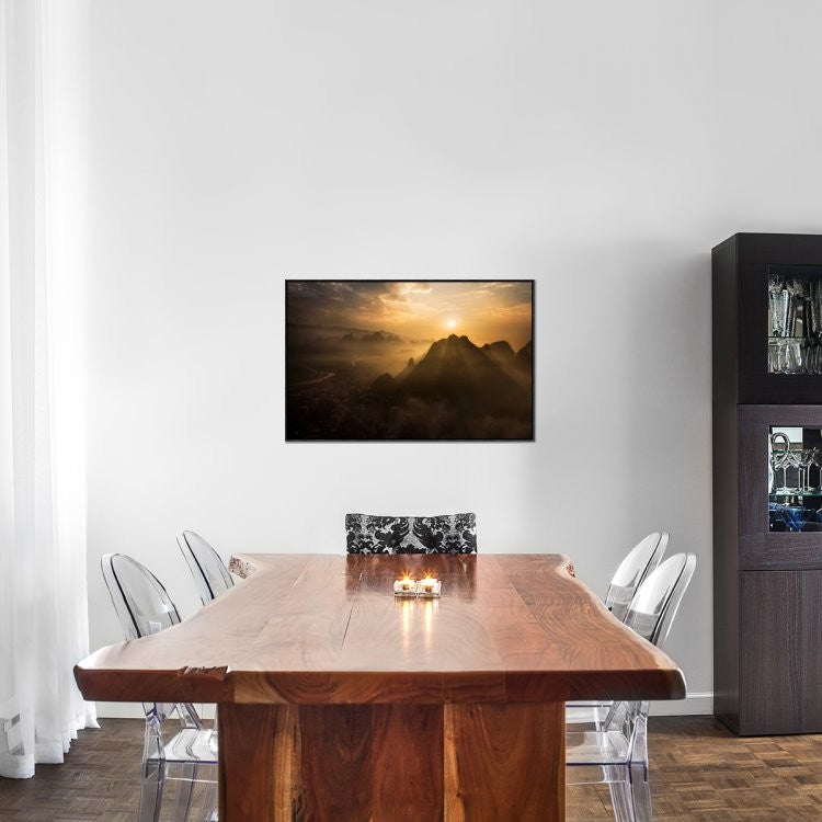 "Misty Sunrise" Framed Canvas Giclee by Nadav Jonas, 37x24"