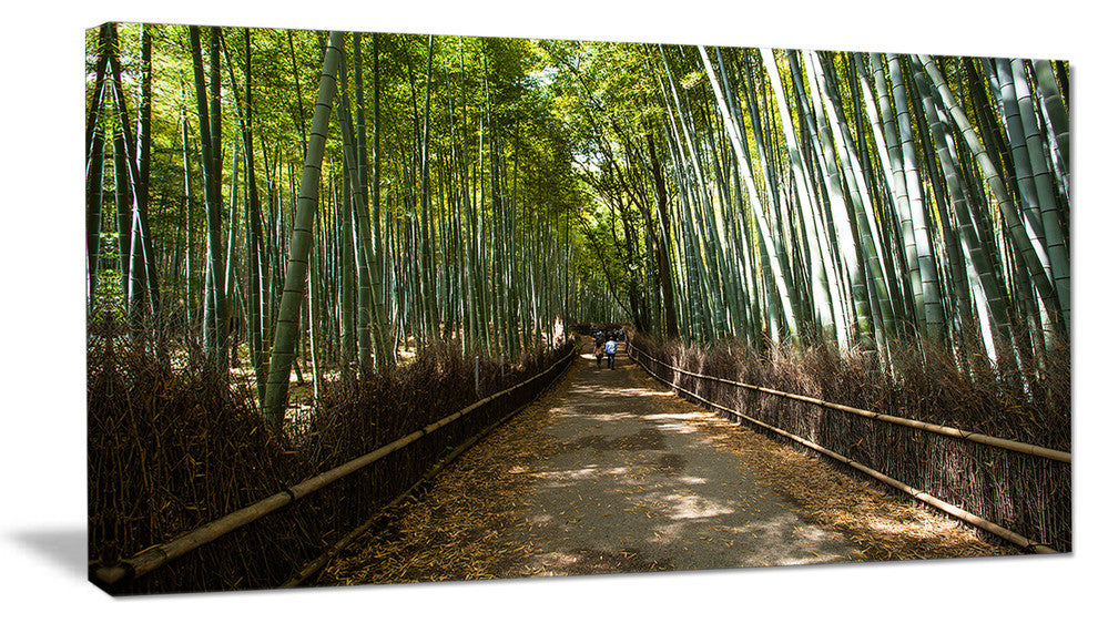 "Wide Pathway in Bamboo Forest" Forest Canvas Wall Art Print, 32"x16"