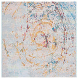 Safavieh Barbados Collection Indoor-Outdoor, BAR538 Rug, Light Blue/Yellow Rust, 6'6" Square
