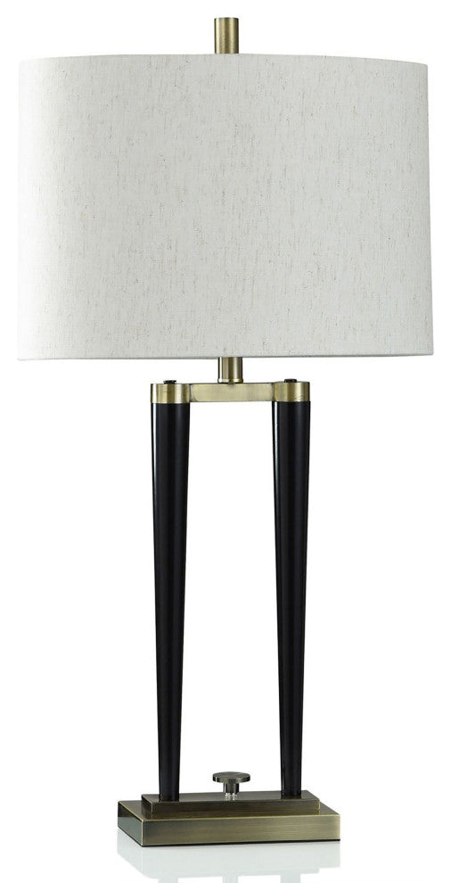 Black Deco Table Lamp, Brushed Brass