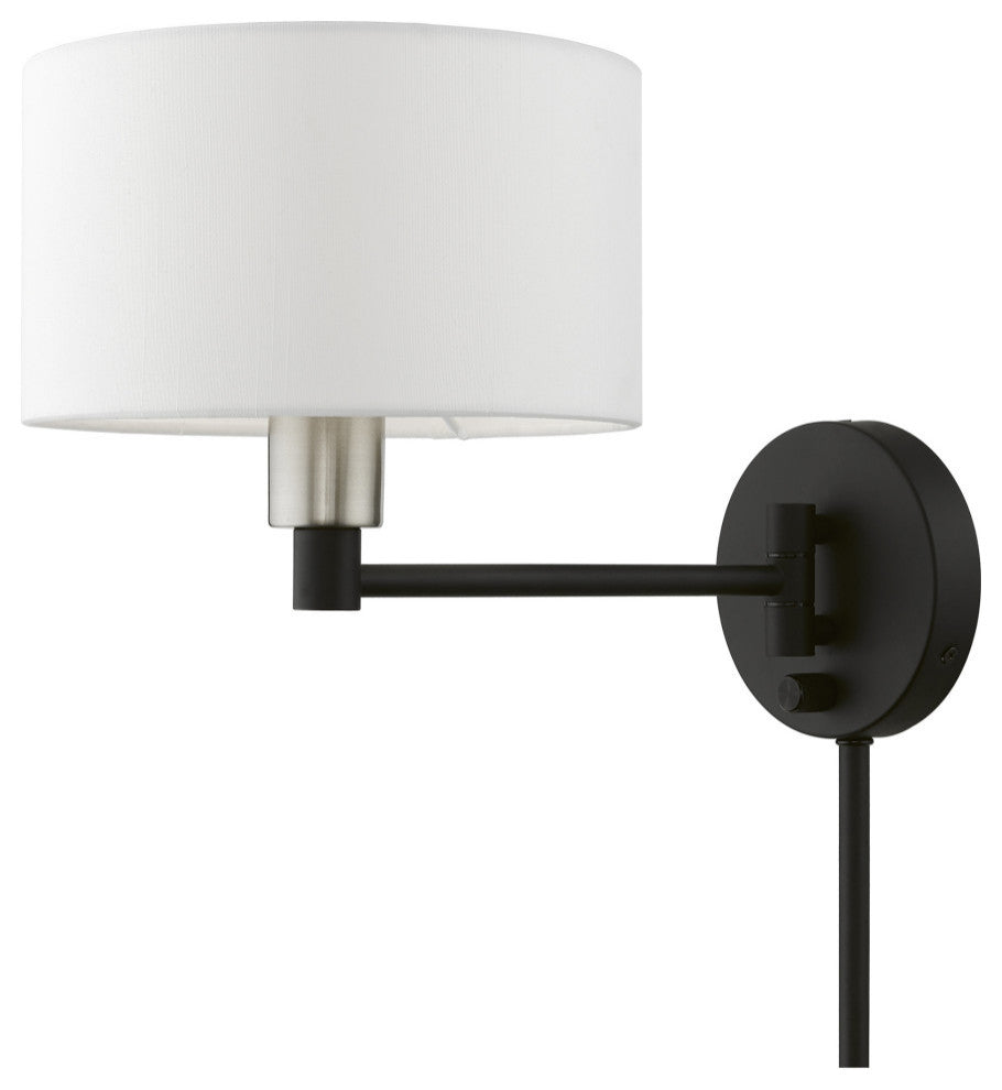 Swing Arm Wall Lamps 1 Light Black, Brushed Nickel Accent Swing Arm Wall Lamp