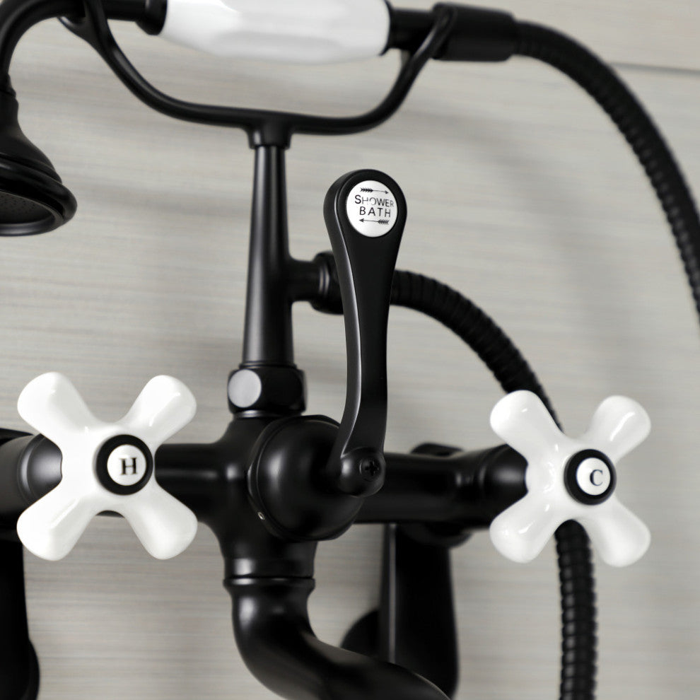 AE59T0 Wall Mount Tub Faucet With Hand Shower, Matte Black