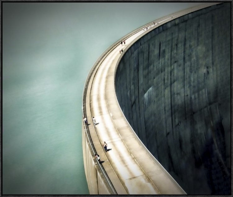 "The Dam" Framed Canvas Giclee by Anna Cseresnjes, 37x31"