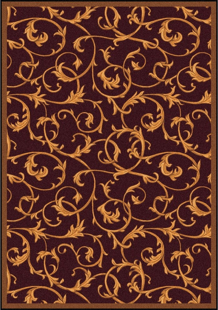 Any Day Matinee Rug, Acanthus, Burgundy, 7'8"x10'9"