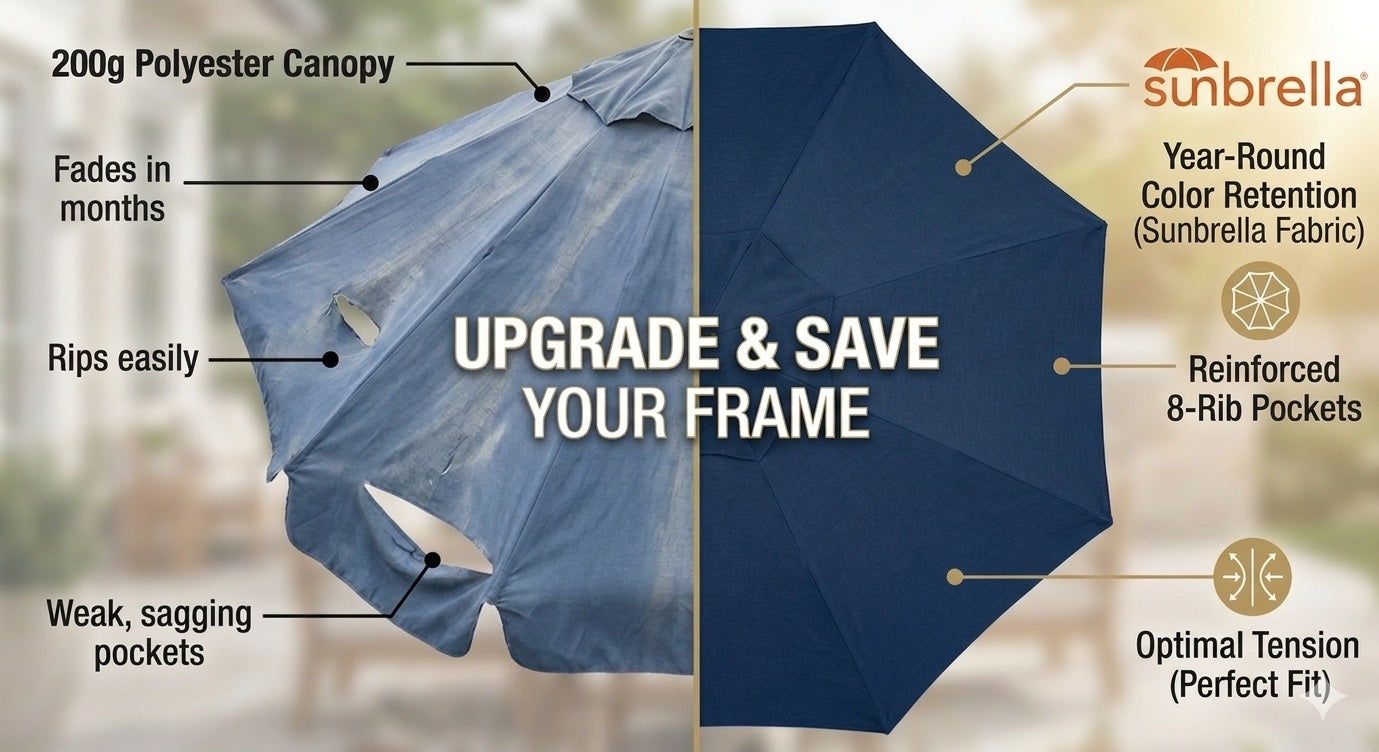 9' Round Universal Sunbrella Replacement Canopy, Jockey Red