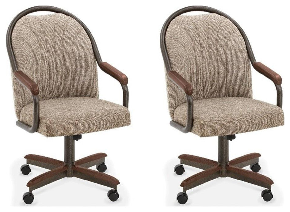 Chromcraft Douglas Swivel Dining Chair in Walnut and Texture Bronze (Set of 2)