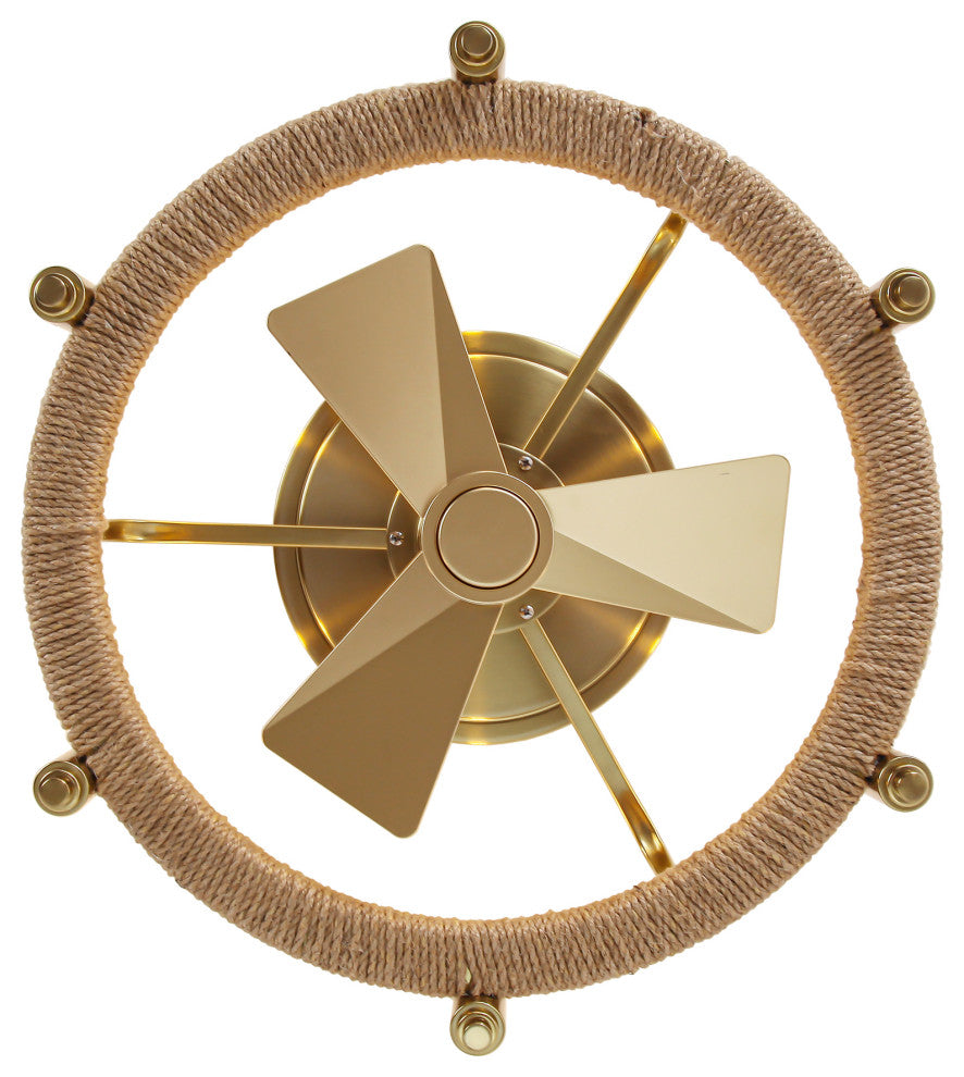 20.3-in Farmhouse Gold Hemp Rope Fandelier Ceiling Fan with Remote