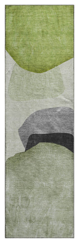Premium Machine Washable Mayfield AMF547 Green 2'3" x 7'6" Runner Rug