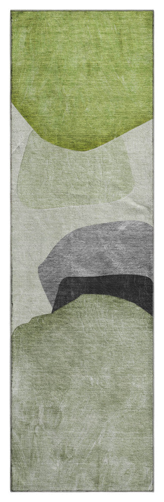 Premium Machine Washable Mayfield AMF547 Green 2'3" x 7'6" Runner Rug