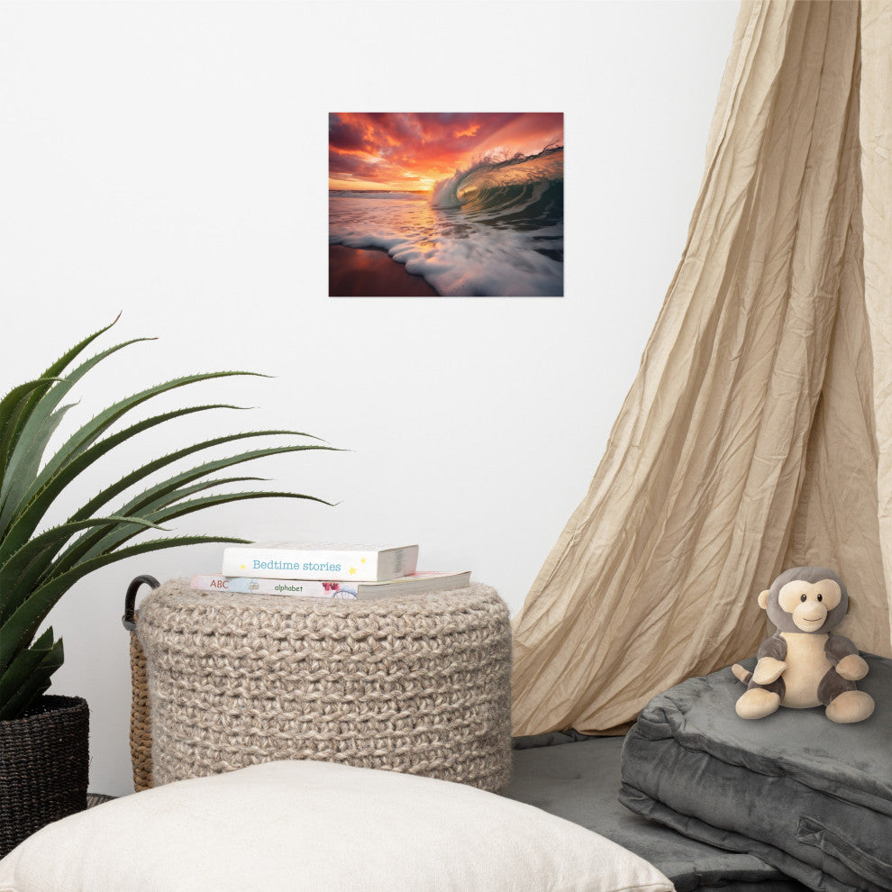 Coastal Art: Golden Barrel  Photorealistic Digital Artwork Loose Art Print, 11" X 14"