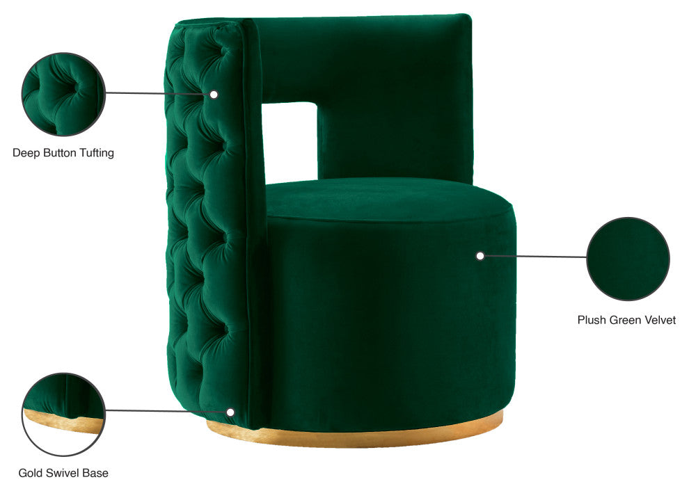 Theo Velvet Upholstered Accent Chair, Green