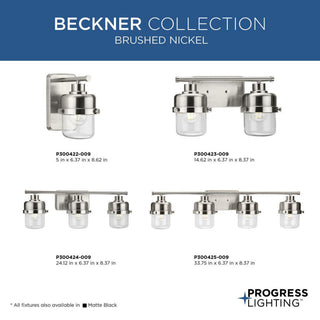 Beckner Collection 4-Light Brushed Nickel Clear Glass Bath Light