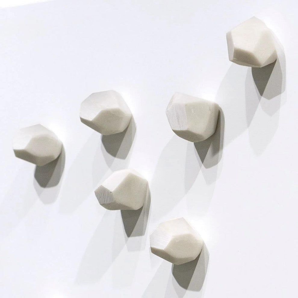 Faceted Gem Shape 1.5 in Wall Hook Organic Rock Off White Outdoor Safe Rock