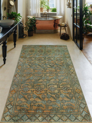 Vintage Distressed Aracy Rust/Grey Runner, 4'11 x 9'9