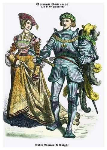 German Costumes: Noble Woman and Knight - Gallery Wrapped Canvas Art 28" x 42"