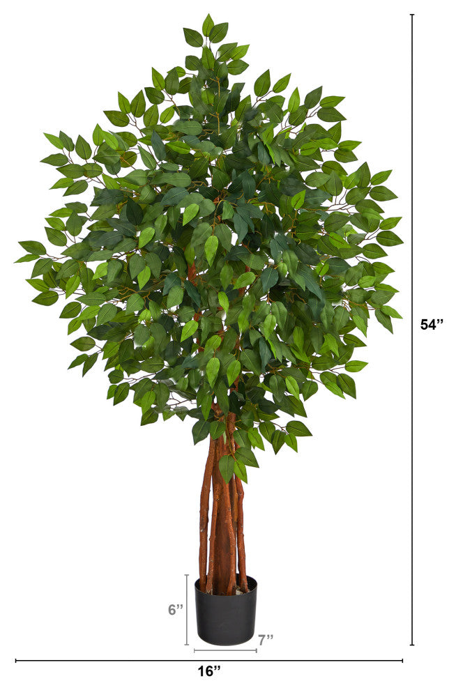 4.5' Super Deluxe Ficus Artificial Tree With Natural Trunk