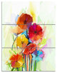 Yellow and Red Gerbera Flowers, Floral Triptych Canvas Artwork, 28x36, 3 Panels