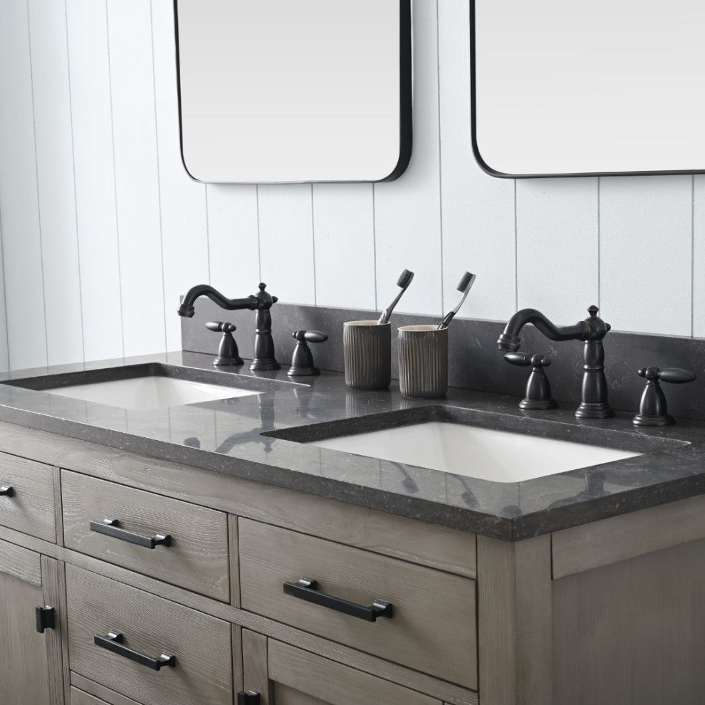 Jasper 54" Bathroom Vanity, Textured Gray, Blue Limestone