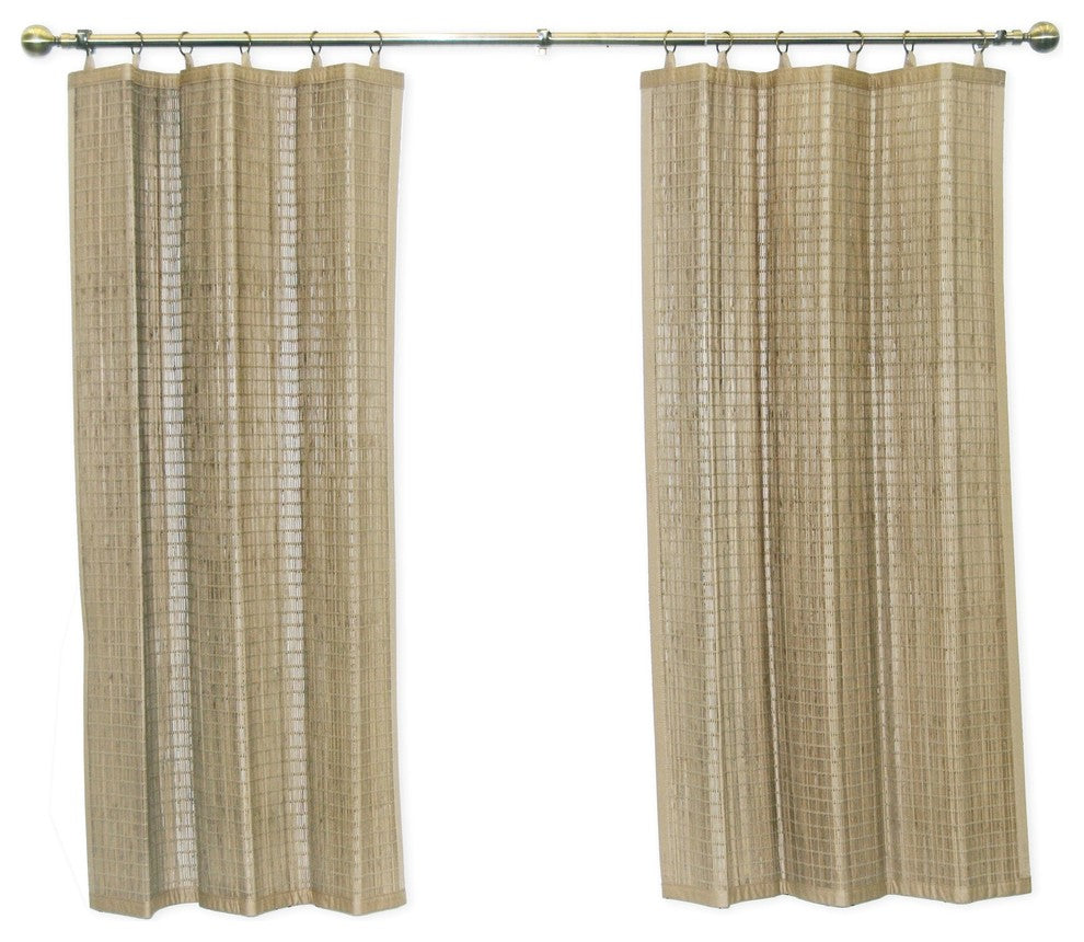 Versailles Bamboo Wood Curtain Ring Top Panel, 40"x84" Driftwood