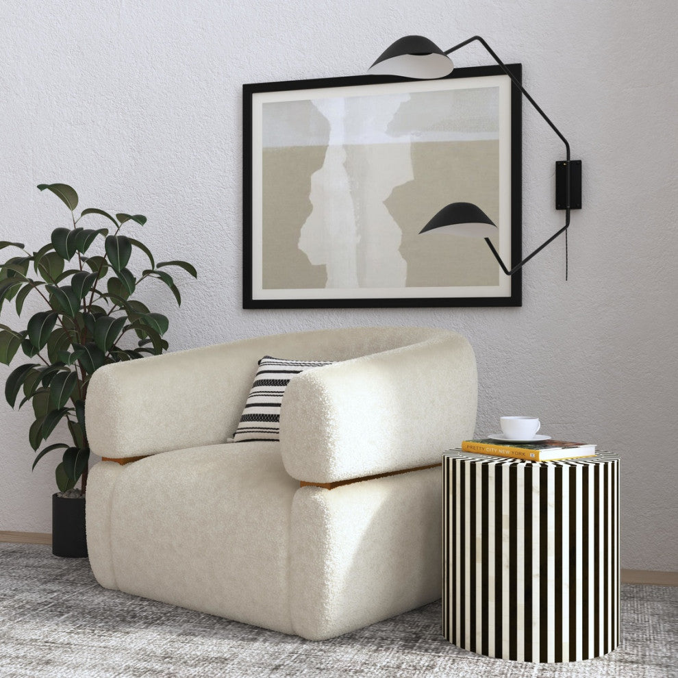 Teague Accent Table - Black/White Bone