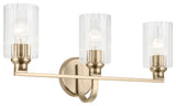 24.25" 3-Light Vanity Light With Clear Fluted Glass
