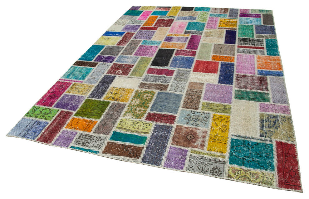 Rug N Carpet - Hand-Knotted Turkish 6' 11" x 9' 9" Vintage Patchwork Area Rug