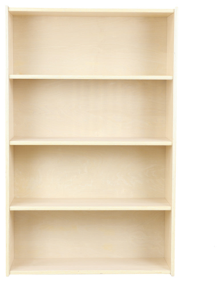 RRI Goods Birch Wood Bookcase With 4 Fixed Shelves Storage Organizer
