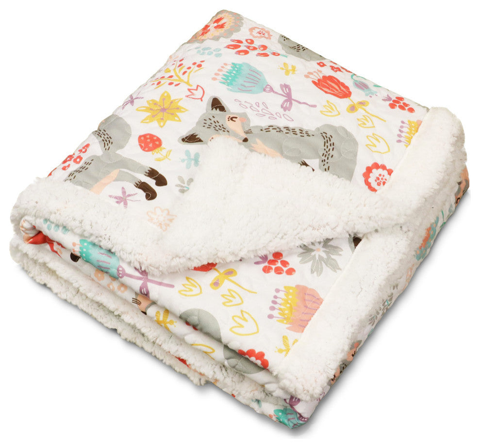 Pixie Fox Sherpa Throw 50x60, Gray