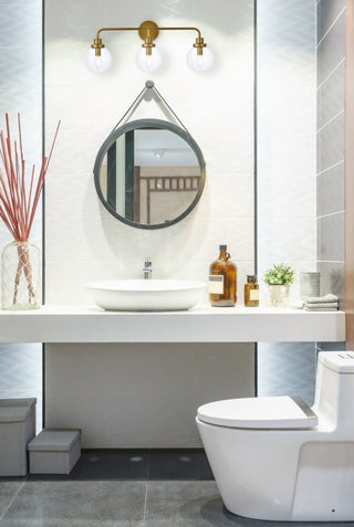 Elegant Lighting LD7035W28 Hanson 3 Light 28"W Vanity Light - Black / Brass /