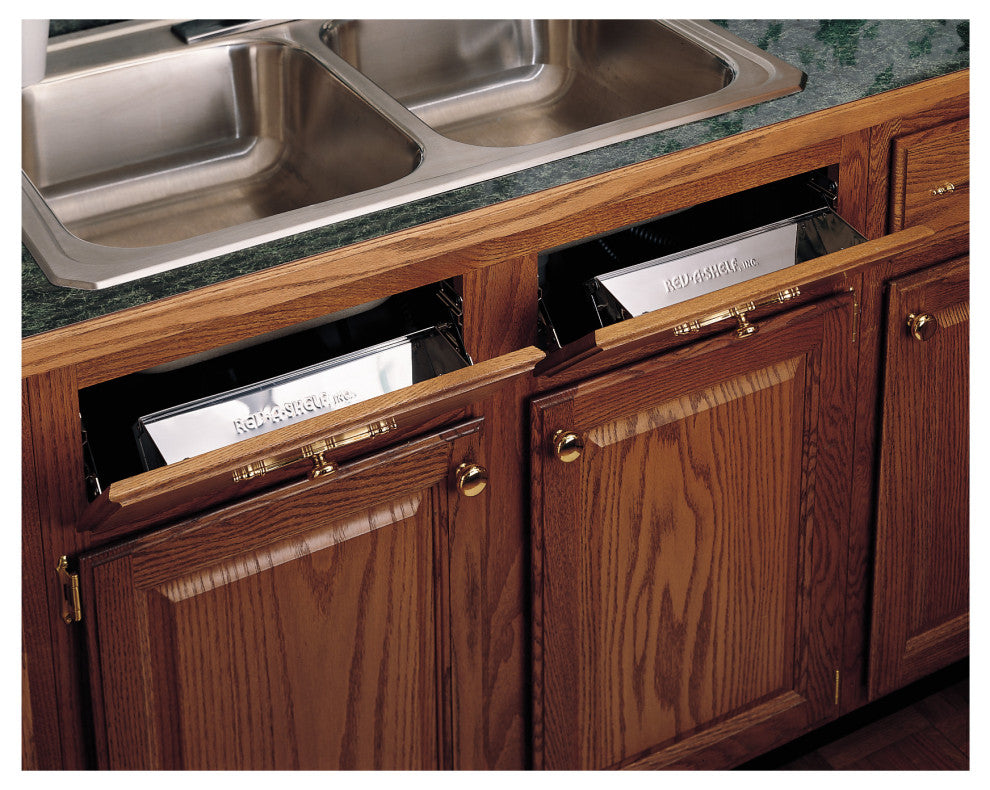 Stainless Steel Slim Tip-Out Trays for Sink Base Cabinets, 16"