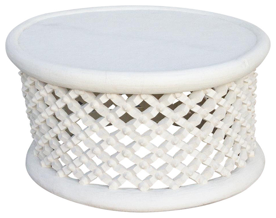 Aged White Bamileke Round Table
