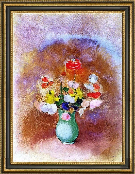 Odilon Redon Poppies in a Vase Framed Premium Canvas Print, 21"x28"
