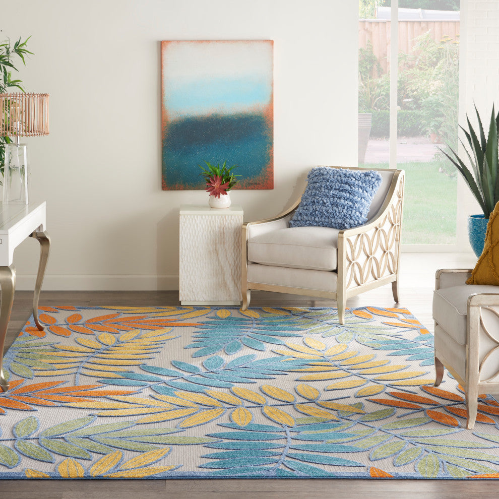 Nourison Aloha 7' x 10' Ivory/Multi Tropical Area Rug