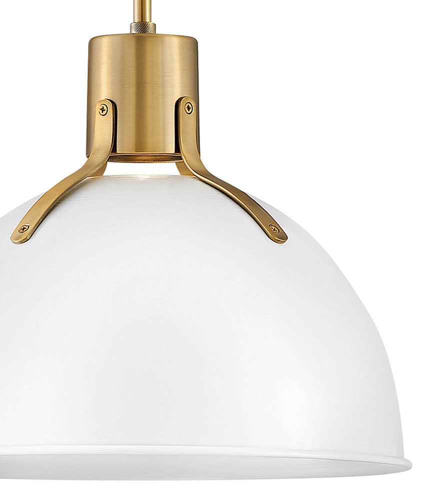 Hinkley Argo 14" Small LED Pendant Light, Lacquered Brass + Polished White shade
