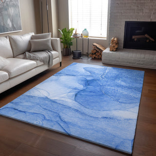 Premium Machine Washable Mayfield AMF507 Blue 9' x 12' Rug
