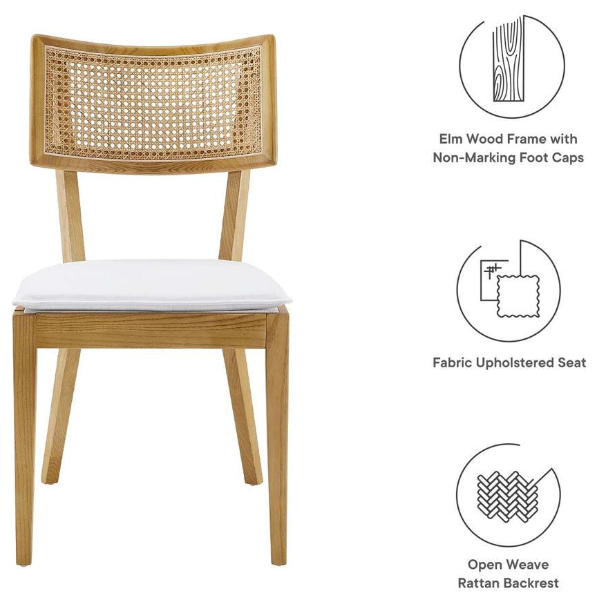 Caledonia Fabric Upholstered Wood Dining Chair Set of 2