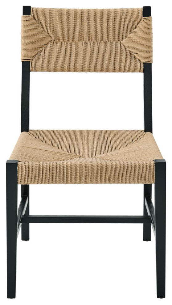 Side Dining Chair, Black Natural, Wood, Modern, Kitchen Cafe Bistro Hospitality