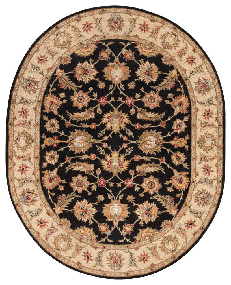 Jaipur Living Selene Handmade Floral Black/Beige Area Rug, 8'x10' Oval