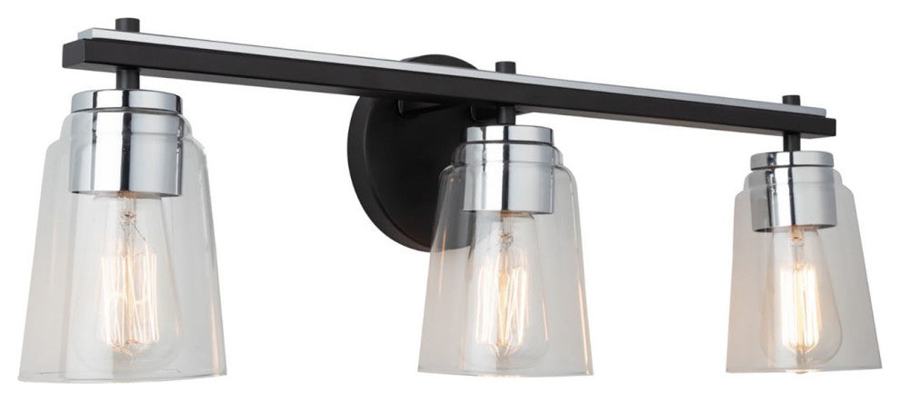 Essex - Bathroom Vanity - Black/Chrome - 3-Light