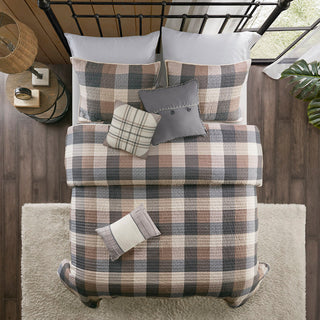 Madison Park Ridge 6 Piece Printed Herringbone Quilt Set With Throw Pillows