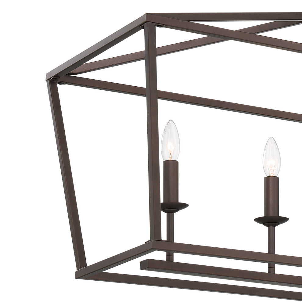 6 Light Kitchen Island Linear Pendant Chandelier, Oil Rubbed Bronze