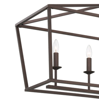 6 Light Kitchen Island Linear Pendant Chandelier, Oil Rubbed Bronze