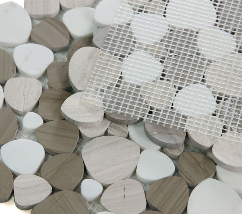 Marble Pebbles Mosaics Heart Shape - Athens Grey - Floor Wall Tile
