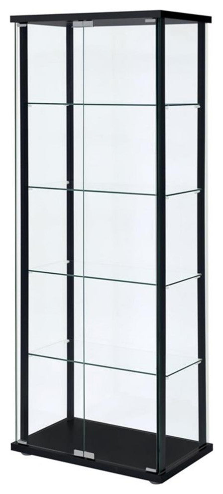 Coaster Delphinium 5-shelf Glass Curio Cabinet Black and Clear
